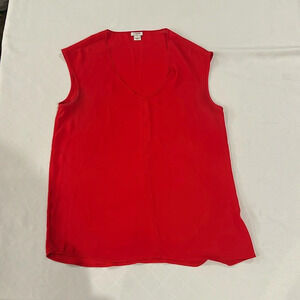 J. Crew Cap-sleeve shirttail top‎ shirt blouse red size 6 EUC
